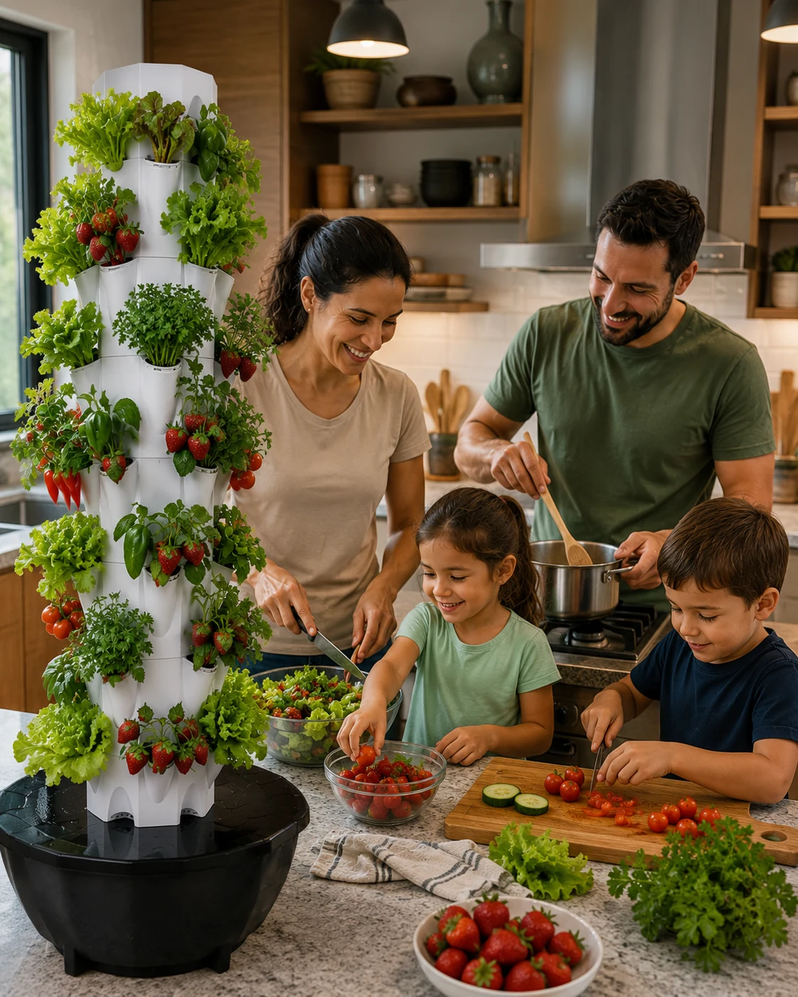 Família preparando refeição